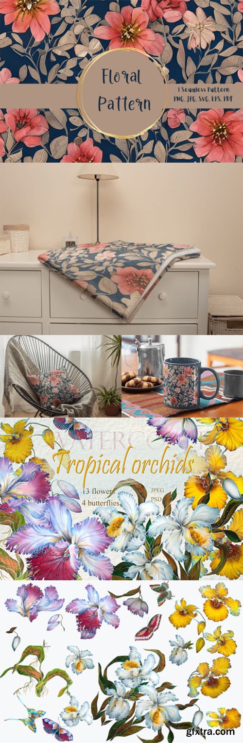 Floral Seamless Patterns Collection Floral Seamless Patterns Collection