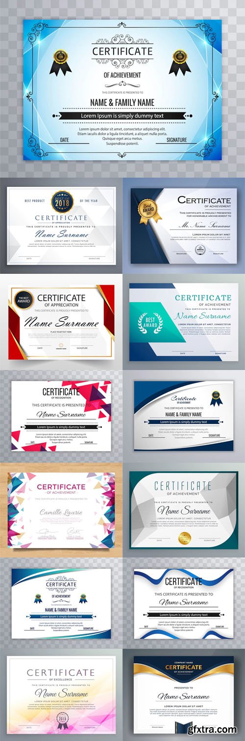 Modern Certificates Collection - 17 Vector Design Templates Modern Certificates Collection - 17 Vector Design Templates