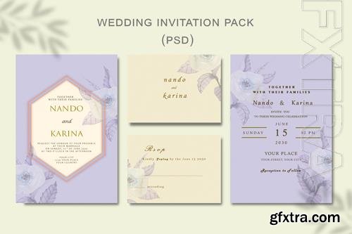 PSD beautiful floral wreath wedding invitation card template psd vol 2