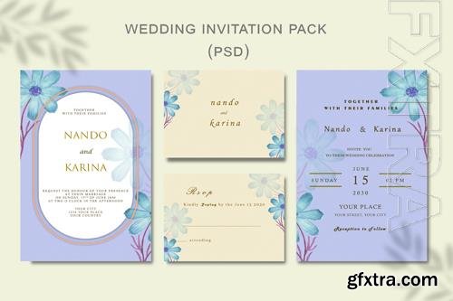 PSD beautiful floral wreath wedding invitation card template psd vol 3