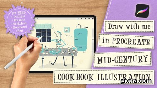 Draw with me in Procreate: Mid-Century Cookbook Illustration