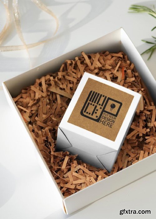 Secondary packaging in box with any color mockup