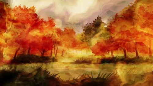 Videohive - Abstract Autumn Watercolor Ink Background Loop 4k - 43106945 - 43106945