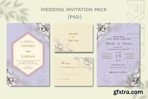 PSD beautiful floral wreath wedding invitation card template psd