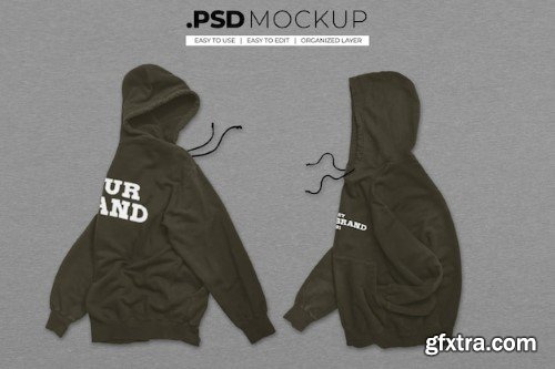 Left and right view hoodie realistic mockup
