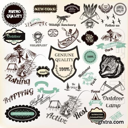 Vector camping labels collection