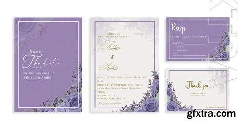 PSD pink rose wedding invitation watercolor style vol 2