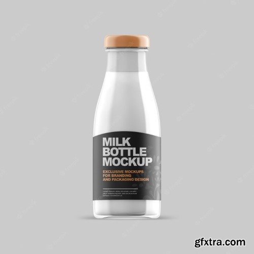 Milk amber glass bottle Mockup