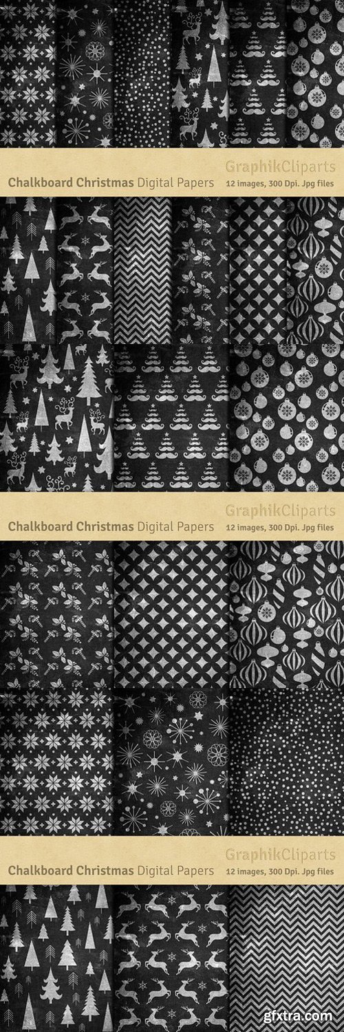 Chalkboard Christmas Digital Papers