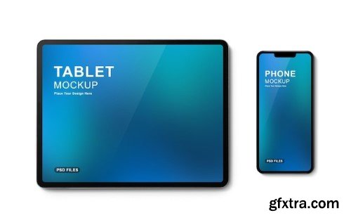 Tablet and smartphone mockup psd