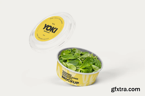 Takeaway food container round box mockup