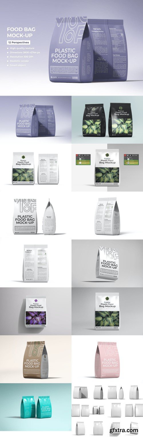 Matte Plastic Food Packaging Bag PSD Mockup