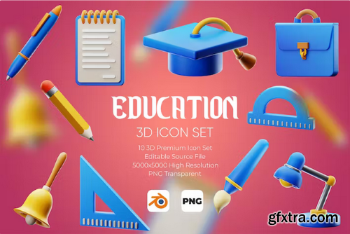 Education 3D Icon Set