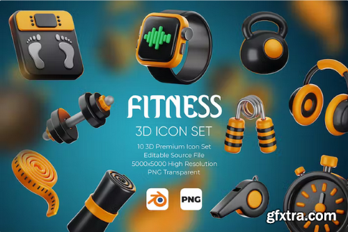 Fitness 3D Icon Set