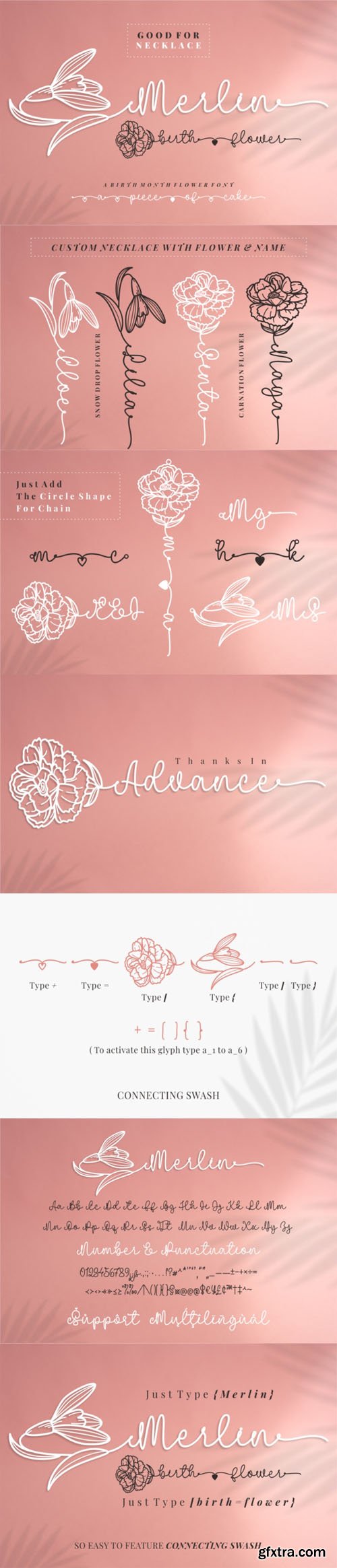 Merlin Birth Flower - Magical Script Font Merlin Birth Flower - Magical Script Font