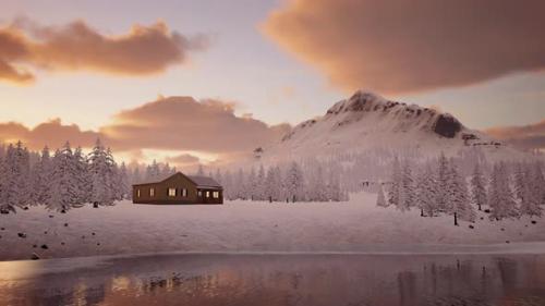 Videohive - Timelapse Winter Landscape With A House By The Lake - 43180559 - 43180559