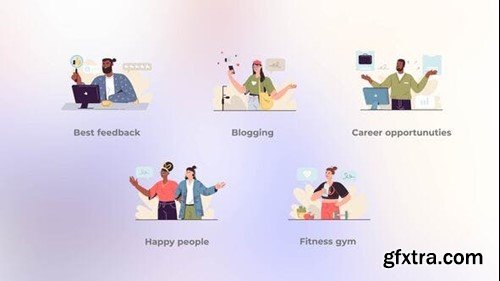 Videohive Happy people standing together - Flat concepts 43362034