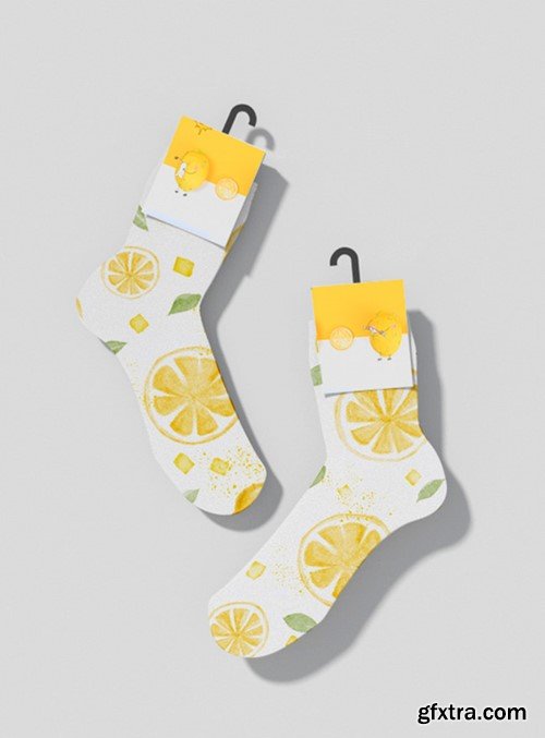 Socks Stockings Cute Lemon New Model Packaging Template 401954370