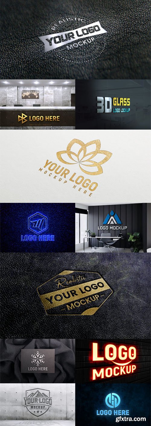 20 Realistic 3D Logo PSD Mockups Templates 20 Realistic 3D Logo PSD Mockups Templates