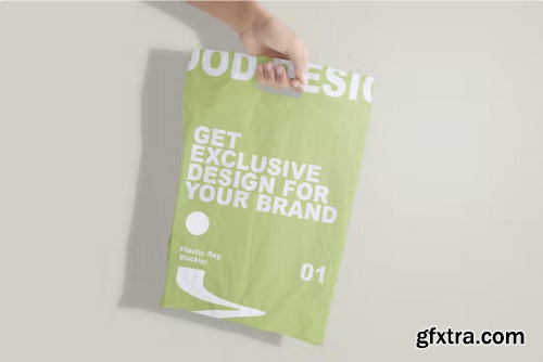 Hand Holding Merchandise Plastic Bag Mockup