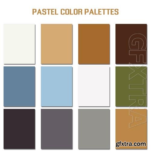 Vector abstract pastel color palettes set, multi color combination