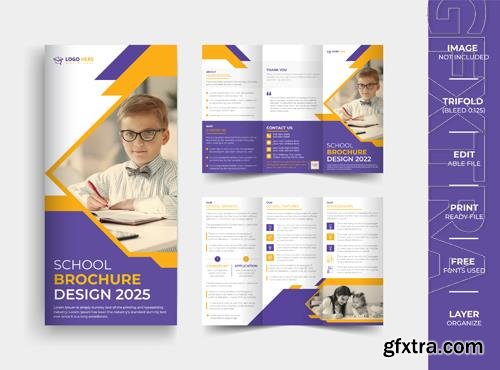 Vector back to kids school admission trifold brochure design education template layout
