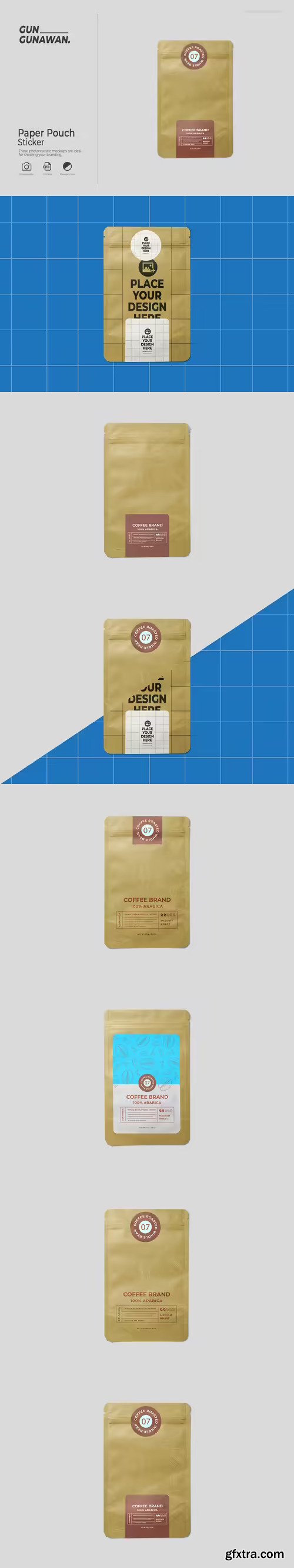 Paper Pouch With Sticker Mockup