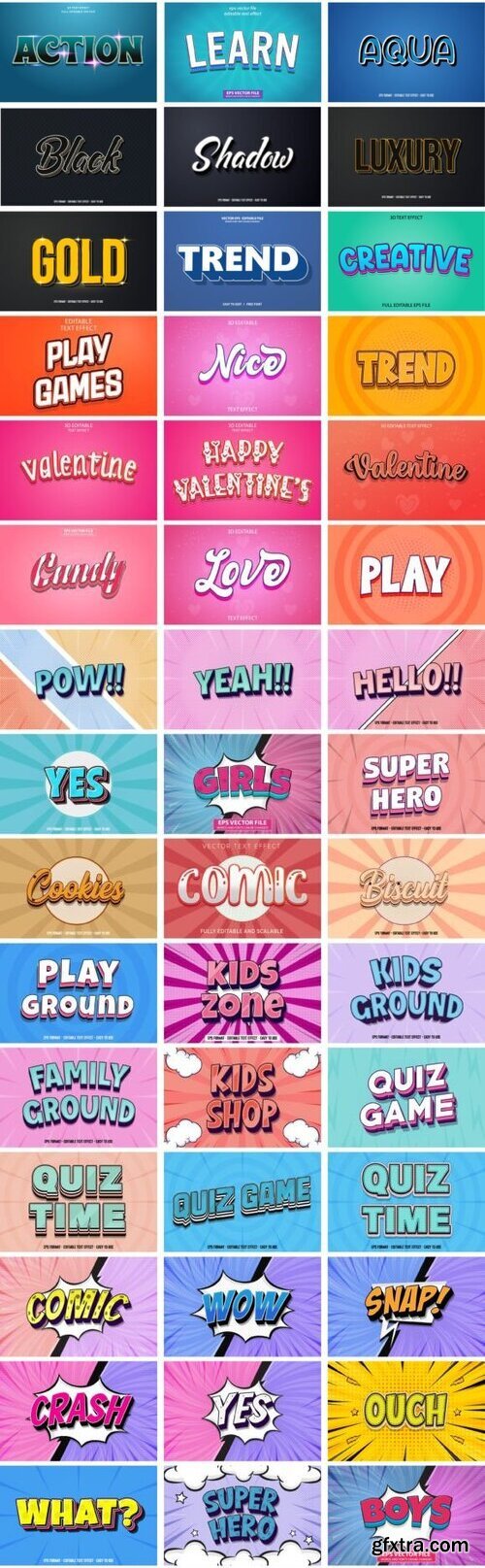 Big Set of 3d Editable Text Effect Style