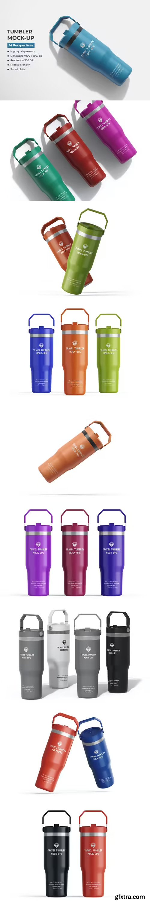 Metallic Travel Tumbler PSD Mockup