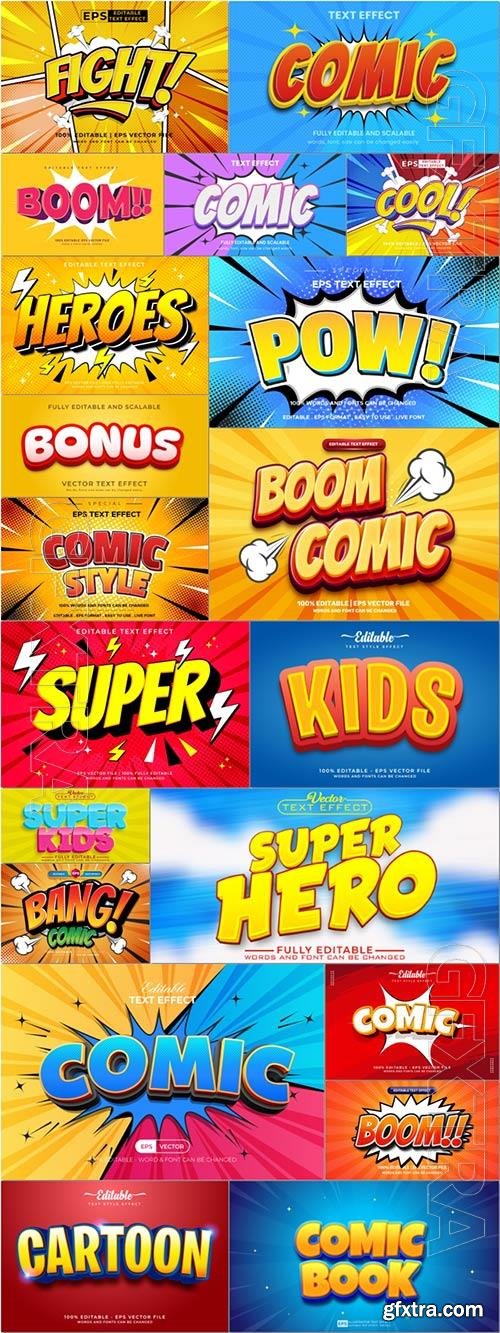 Vector comic text effect, 3d style editable text effect with speech bubble halftone background