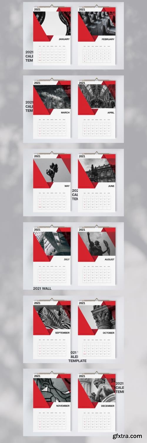 Red Business 2021 Wall Calendar Layout 403837127