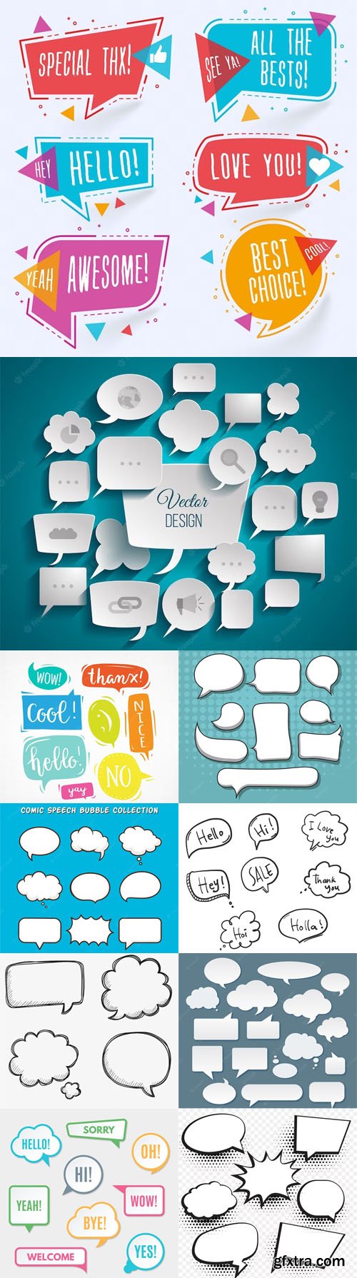 Pack of Speech Bubbles Vector Design Templates Pack of Speech Bubbles Vector Design Templates
