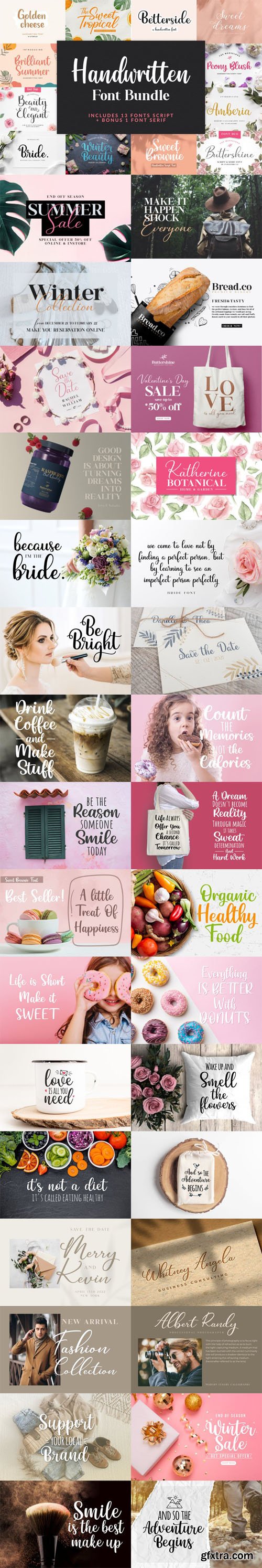 Handwritten Font Bundle - 13 Script Fonts & 1 Serif Font Handwritten Font Bundle - 13 Script Fonts & 1 Serif Font