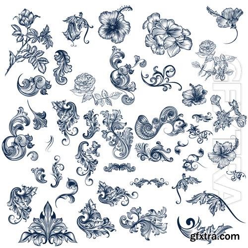 Swirls, decorative vector beautiful ornaments collection
