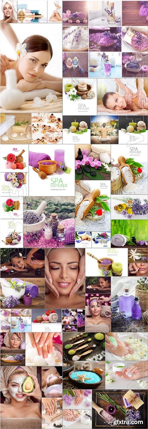 Women, beauty in health, spa backgrounds - 50 stock photo collection