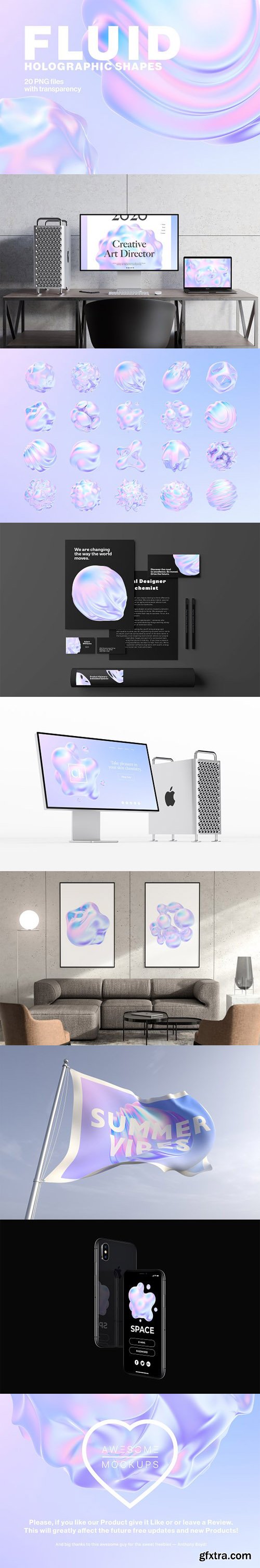 Fluid Holographic PNG Shapes Collection Fluid Holographic PNG Shapes Collection
