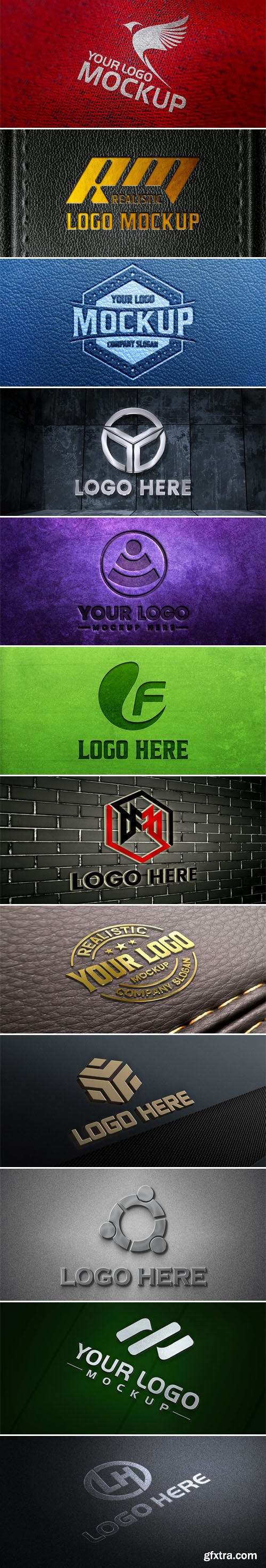 12 Realistic 3D Logo PSD Mockups Templates 12 Realistic 3D Logo PSD Mockups Templates