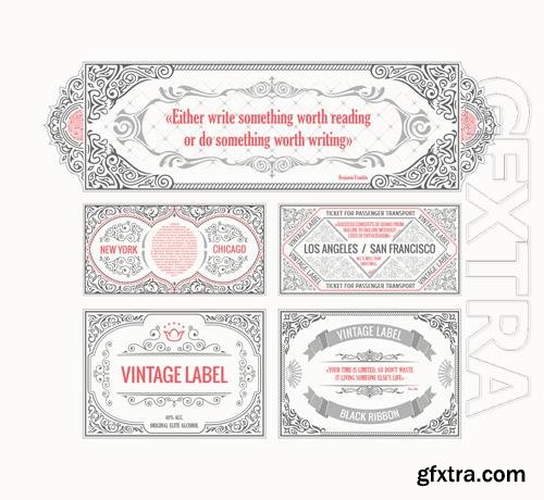 Vintage vector cards, calligraphic frames template