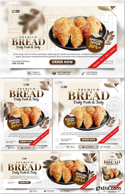 Premium menu bread fresh tasty psd post website banner template