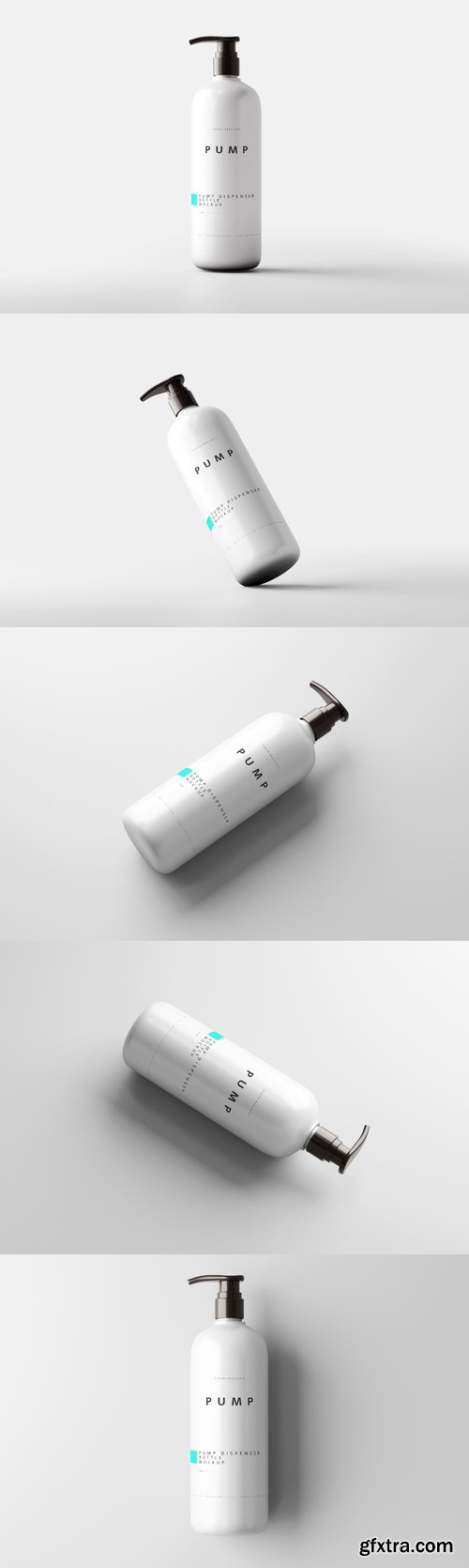 White plastic body 1l pump bottle mockup