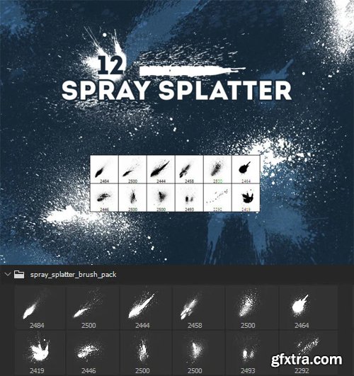 Spray Splatters - 12 Photoshop Brushes