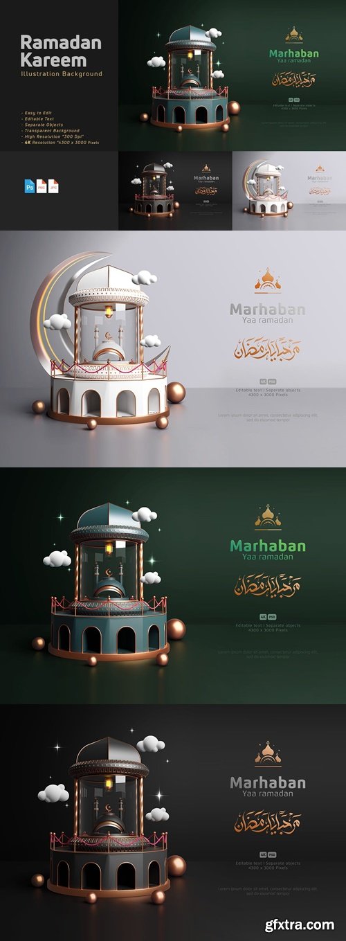 3D Ramadan Kareem Background Illustration Pack 05 DA3Q3RK