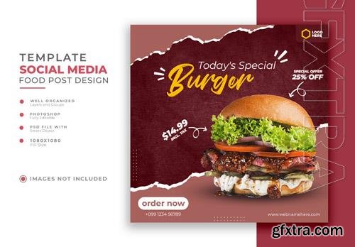 PSD premium psd today's special burger food social media post or promotional instagram banner template