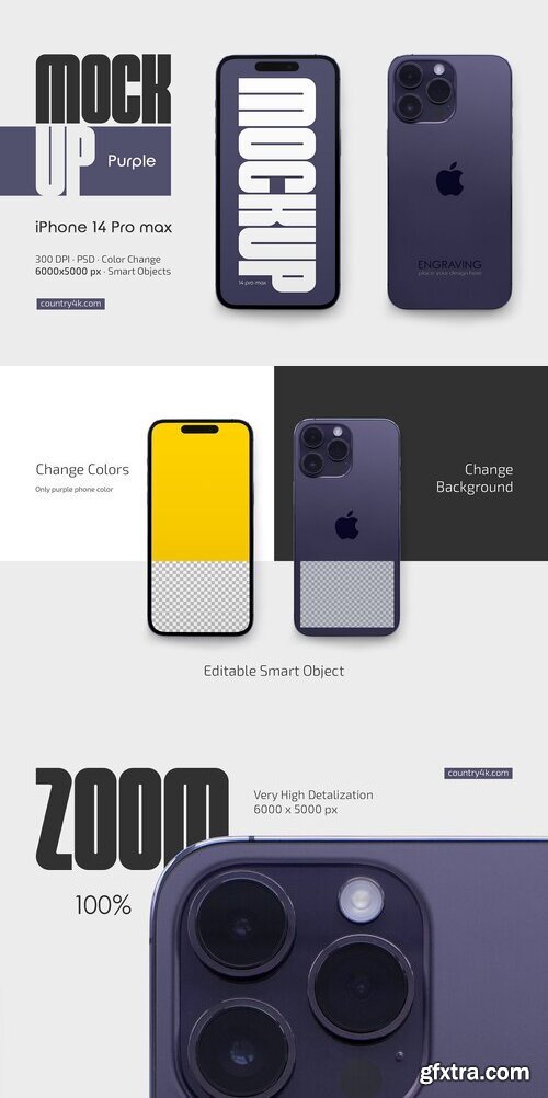 Creativemarket - IPhone 14 Pro Max Purple Mockup 12767796