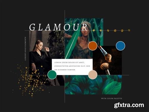 Glamour MoodBoard Mockup With Gold Design Elements 533900136
