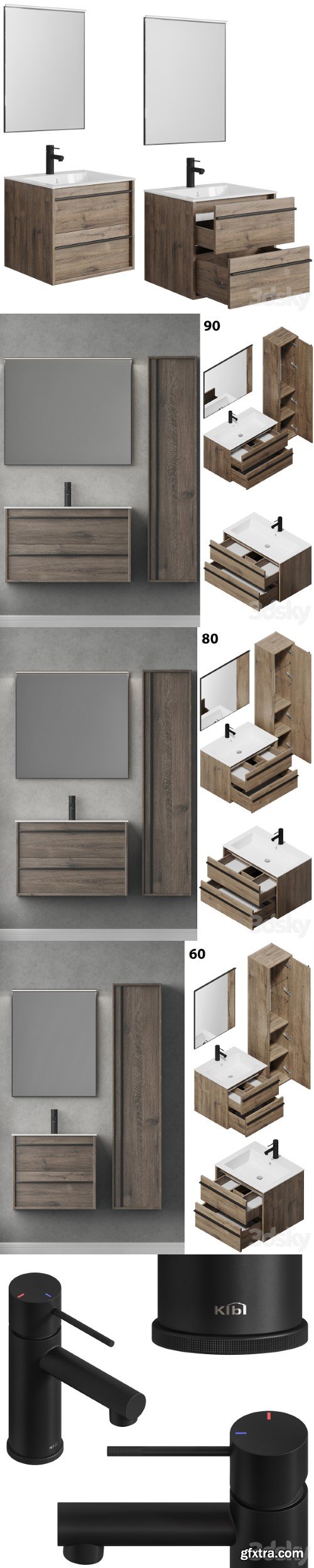 Furniture set Lino 60/70/80/90 and Pencil case | Vray+Corona