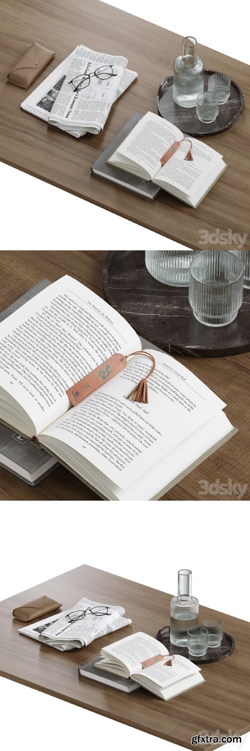 coffee table decor set 002 | Vray+Corona