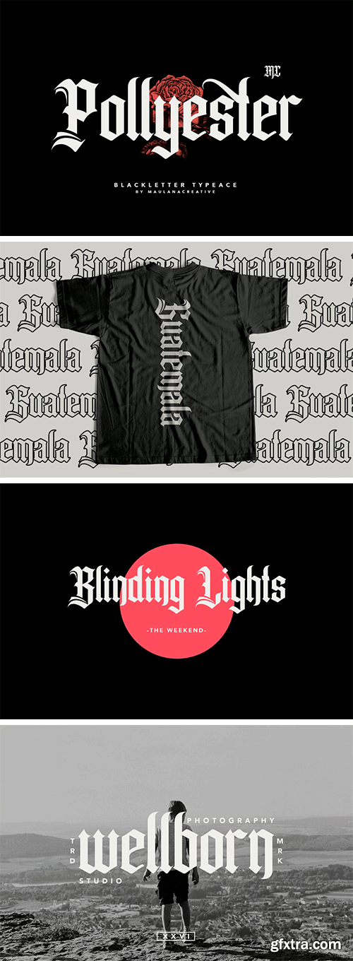 Pollyester Blackletter Typeface Font Pollyester Blackletter Typeface Font