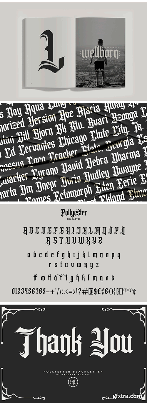 Pollyester Blackletter Typeface Font Pollyester Blackletter Typeface Font