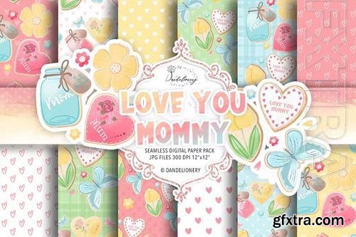 Love You Mom Digital Paper Pack 12xJPG